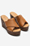 Ni̇lya Genuine Leather Padded Heel Cross Slippers - 2