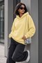 Bery Women's Two-Thread Ruffled Oversize Hooded Basic Sweatshirt |   Kangaroo Pocket Solid Color Casual Ho - 2
