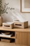 2-Piece Jute Rectangular Organizer M-L Size with Leather Handles Cabinet Shelf Bathroom Textile Organizer Storage Basket - 2
