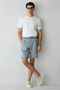 Straight Wide Leg Pleated Side Pocket Lyocell Linen Blend Bermuda Shorts - 6