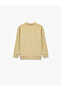 Button Detailed Printed Long Sleeve Polo Collar Sweatshirt - 6