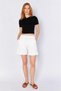 Women's White Gabardine City-Length Shorts with Tie Waist