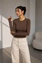 Soft Touch Finger-Loop Long Sleeve Basic Blouse St3439