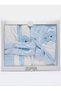 Blue 100% Cotton Patterned 5-Piece Soft Terry Cloth Baby Bathrobe Bath Set 0-2 Years (Bathrobe Bath Towel Washcloth Belt Slippers) - 3