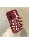 Vivo Y27 5G/Y27S Compatible Maroon Background Roses Flower Pattern Soft Silicone Shockproof Case