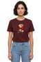 Women's Burgundy Be Kind Teddy Bear Printed T-Shirt 100% Cotton Comfortable Fit
