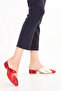 Genuine Leather Stylish Heeled House Slippers Özl.45 Red Combination - 6