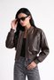 New Season Oversize Coated Pilot Light Brown Leather Jacket - 4
