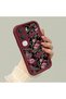 Vivo Y31/Y21D Compatible Stylish Burgundy Frame Nostalgic Peony Pattern Daily Use Protective Case