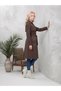 Women's Trendy Below-Knee Bondik Water-Repellent Fabric Lined Buttoned Belted Trench Coat Bitter Brown - 5