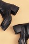 Women's Genuine Leather Thick Heeled Lace-Up Zipper Boots Rg.88191 Black - 3