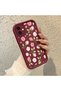 iPhone 11 Compatible Burgundy Background Rose Flower Pattern Soft Silicone Shock Resistant Case