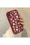 Samsung Galaxy A20/A30 Compatible Soft Silicone Case with Burgundy Background Rose Flower Pattern