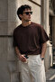 Men's Brown Mercerized Interlock Fabric Oversize T-Shirt