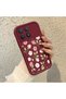Redmi K90 5g Compatible Burgundy Background Rose Flower Pattern Soft Silicone Shockproof Case