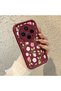 Vivo X300 Compatible Burgundy Background Roses Flower Pattern Soft Silicone Shockproof Case