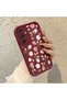 Samsung Galaxy M15 Compatible Burgundy Background Rose Flower Pattern Soft Silicone Shockproof Case