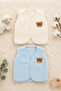 Teddy Bear Embroidered Snap Fastener Welsoft Unisex 2-Piece Baby Vest - 2