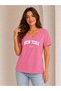 Women's V-Neck New York U.S.A Printed 100% Cotton T-Shirt - 2