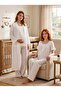 New Season Ecru Muslin Fabric Special Design Short Sleeve 100% Cotton Maternity Pajama Set with Breastfeeding Feature - 2