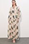 Bdart Ethnic Patterned V-Neck Buttoned Maxi Dress