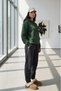 Women's Green Hooded Sweatshirt and Black Leggings with Rubber Detail Tracksuit Set