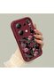 Poco M6 Pro 4g Compatible Stylish Burgundy Frame Nostalgic Peony Pattern Daily Use Protective Case