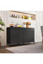 Metal Buffet Cabinet,Storage Kitchen Cabinet with Shelves,Coffee Bar Cabinet,Buffet Sideboard,for Living Room & Kitchen Microwave Oven Storage Side Shelf Black - 8