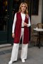 Women's Burgundy Knitwear Vest with Pockets - 5