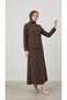 Women's Snap Fastener Skirt Suit Brown