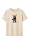 Women's Beige Hot Chic Teddy Bear Printed 100% Cotton Comfortable Fit T-Shirt - 2