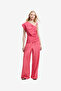 Women's Novie Crinkle Asymmetric Pink Top - 3