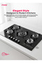 5 Burner Built-in Glass Hob 8mm Auto Ignition Sabaf Burners Heavy Cast Iron Pan Support BIHG5 - 4