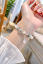 Silver Color Bracelet with Beaded Butterfly Charm - 4