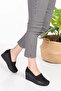 Genuine Leather Wedge Heel Anatomical Sole Casual Shoes Vdt.590 Black - 7