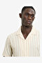Men's Bone White / Cocolate Ss Contrast Stitch Stripe Shirt - 2