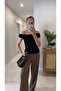 Dlvin Vilas Black Bardot Collar Metal Detailed Blouse - 2