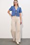 Bdart Textured V-Neck Linen Blend Crop Top - 2