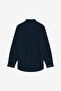 Men's Long Sleeve Twill Navy Blue Oxford Shirt - 4