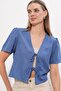 Bdart Textured V-Neck Linen Blend Crop Top - 3