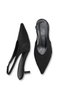 Women's Pointed Toe Open Back Thin Heeled Shoes 0012260 Black Suede - 6