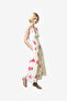 Women's Ivory/Pink Multi Cressida Faron Drape Midi Dress