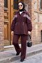 Stripe Detailed High Neck Zippered Top and Bottom Set - Dark Burgundy