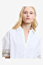 Women's Linen White/Sage Alissa Cotton Trim Shirt - 5