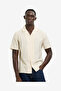 Men's Bone White / Cocolate Ss Contrast Stitch Stripe Shirt