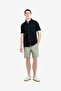 Men's Short Sleeve Textured Button-Through Navy Shirt
