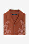 Men's Short Sleeve Dobby Brown Floral Print Holiday Shirt - 5