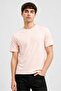 Men Relaxed Fit Short Sleeve Plain T-Shirt, Light Pink
