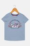 Toddlers Girl Crew Neck Short Sleeve Graphic Print T-Shirt, Dusty Blue - 2