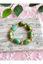 Natural Stone Elastic Bracelet with Gold Detail, Summer Accessory